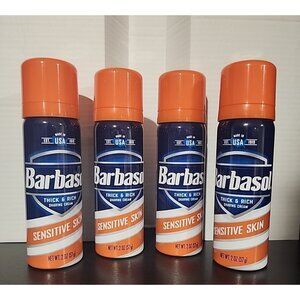 4 Pack BARBASOL Thick & Rich Travel size Shaving Cream for Sensitive Skin cans